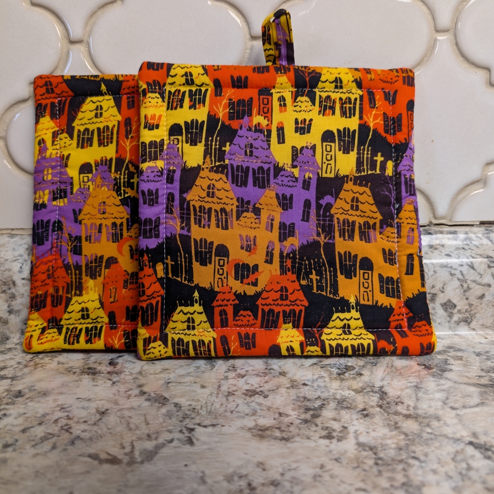 Colorful Gothic Print Pot Holders